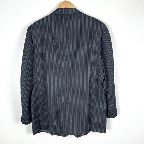 VTG Hart Schaffner Marx Blazer Mens 46S Black Gray Pinstripe 3 Button Sport Coat - Picture 3 of 12